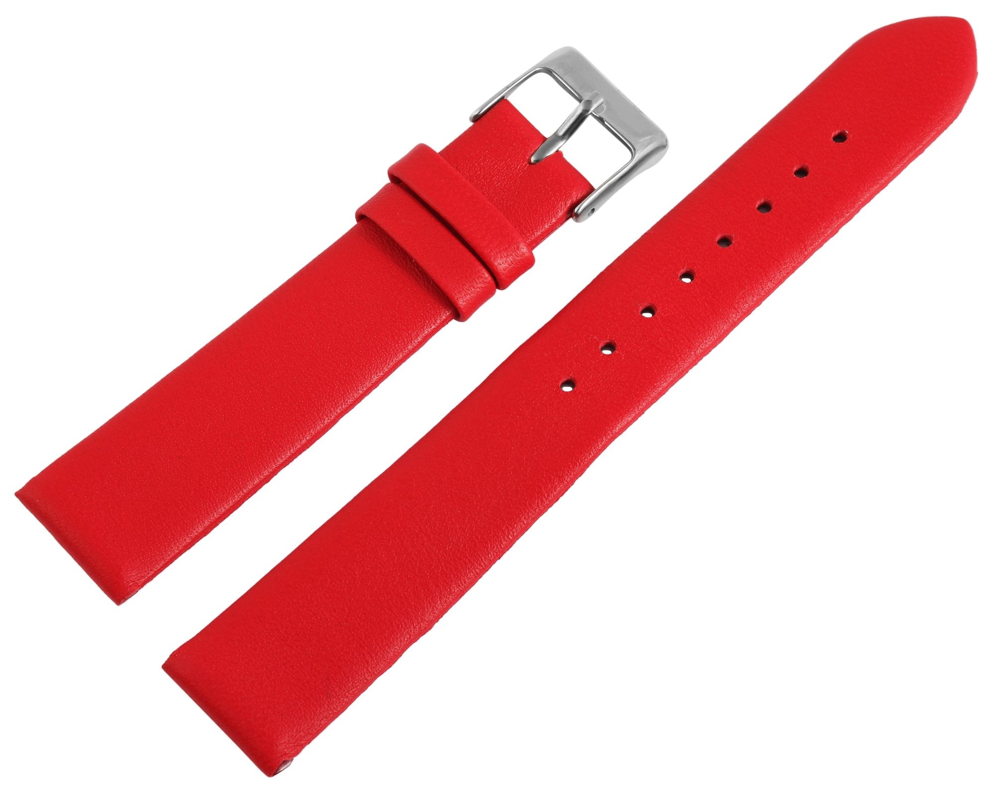 Echtleder-Uhrenarmband, nahtlos, rot, 16 mm