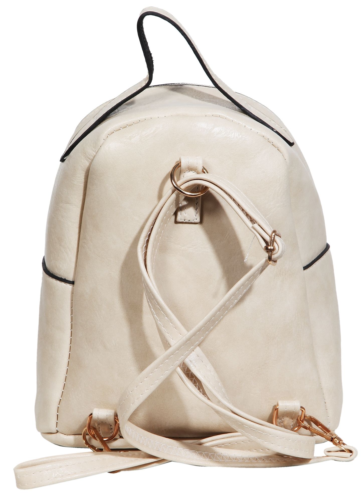 Damen-Rucksack aus Lederimitat, weiß, Länge: 21,5 cm / Breite: 19,0 cm / Stärke: 8,0 cm