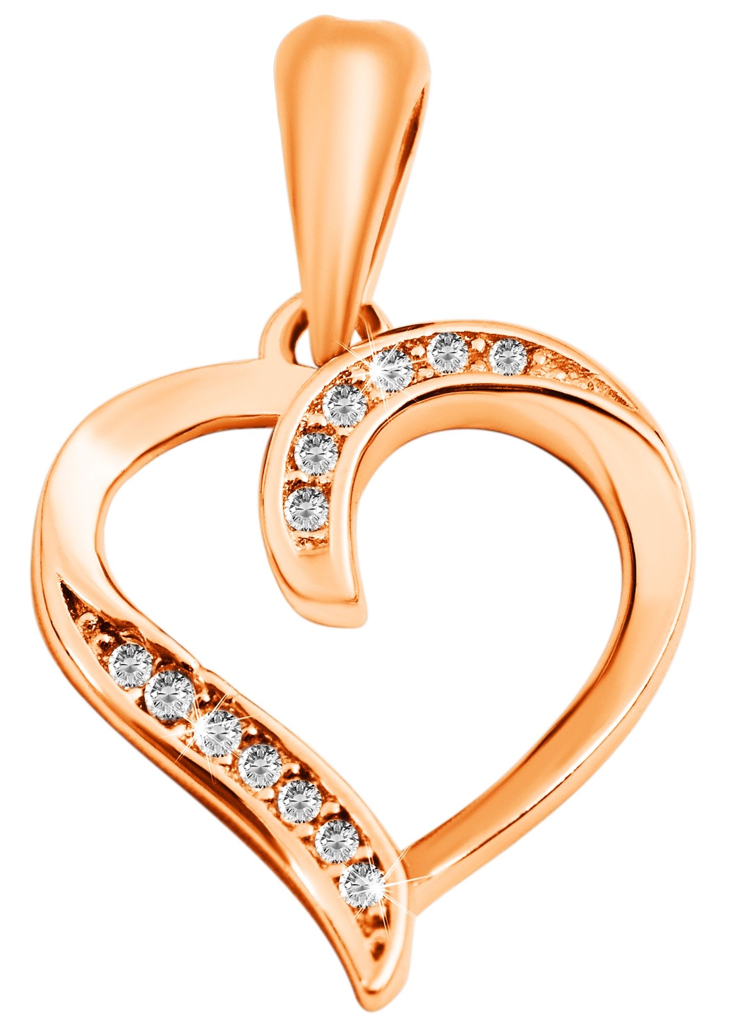 "Helina", 925/- Echt Silber Anhänger, Herz, Zirkonia, rosévergoldet