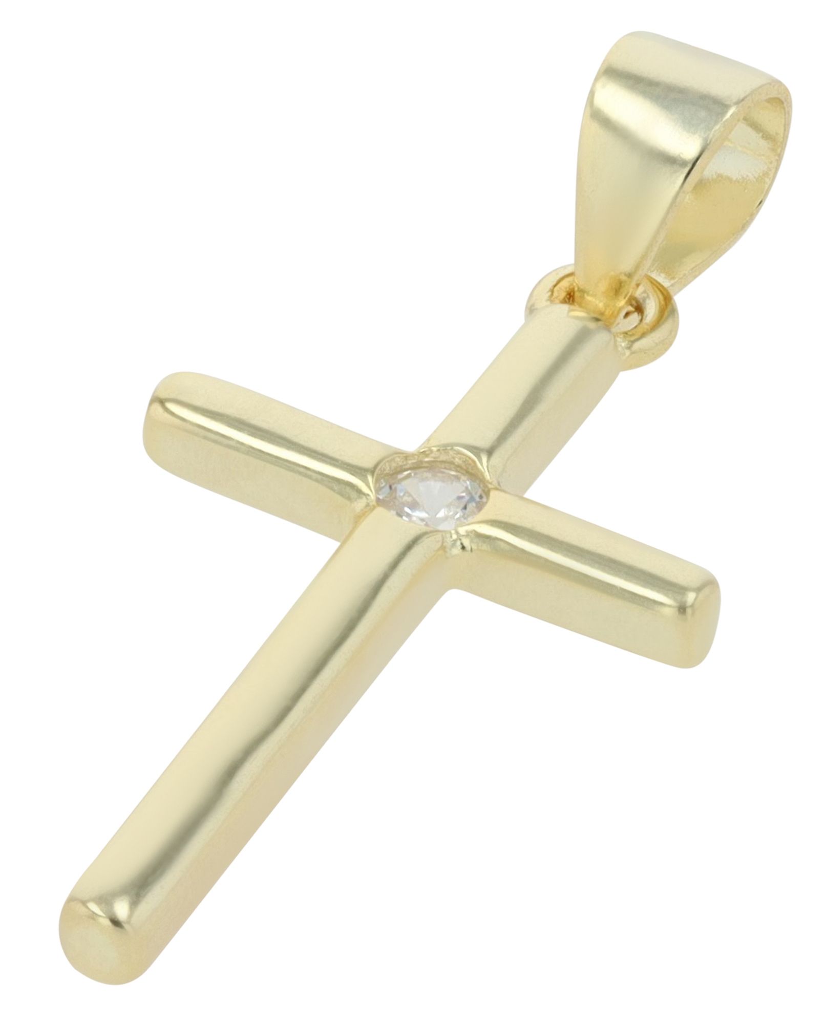"Hanna" 925/rh Echt Silber, Anhänger - Kreuz, Zirkonia, vergoldet