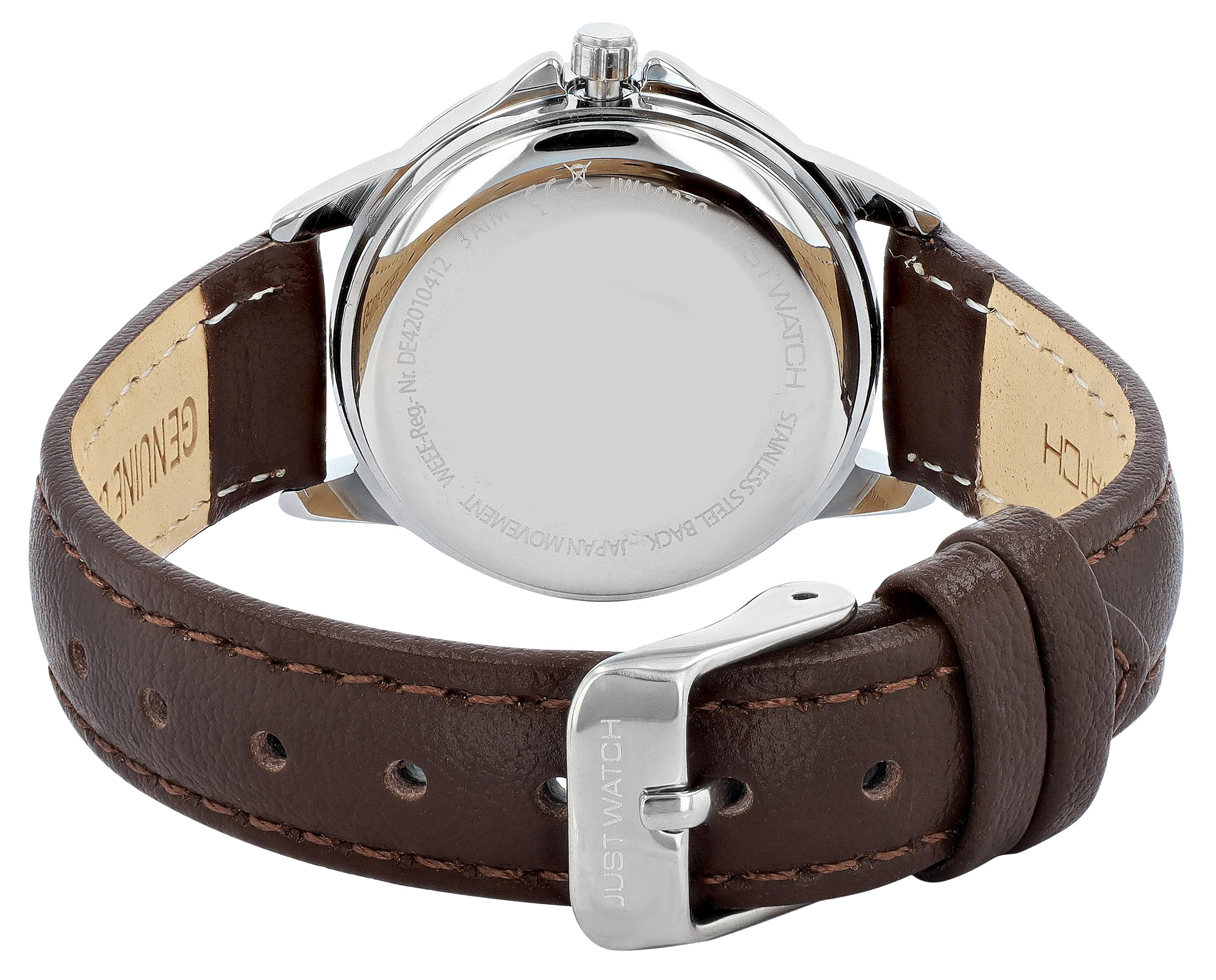 Just Watch "Natalia" Damenuhr Ø 29 mm, Echt Lederband, braun/ silberfarben