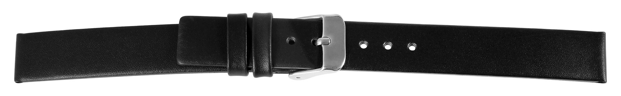Echtleder-Uhrenarmband, Edelstahl Dornschließe, schwarz, 14 mm