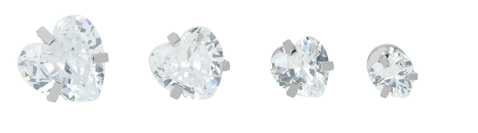 Akzent Edelstahl Ohrstecker, Herz, 4er Set, Stabstärke 1,2 mm / Stablänge 6 mm / Ø 3, 4, 5 und 6 mm