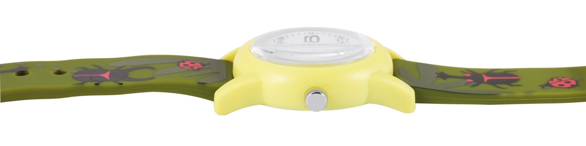 Q&Q Kinderuhr "Käfer und Naturmuster", Band aus Resin, 10 ATM