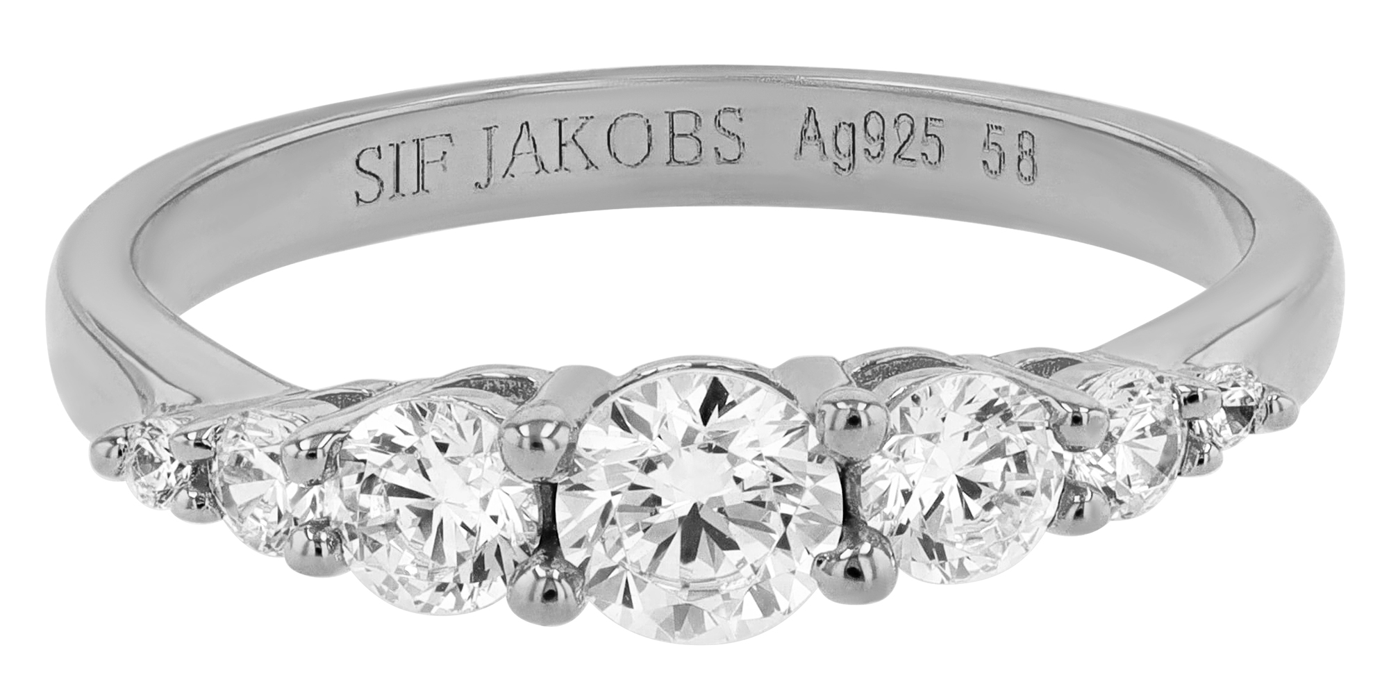 Sif Jakobs Jewellery 925/- Echt Silber Ring "Belluno", Gr 58, Zirkonia (weiß), silberfarbig