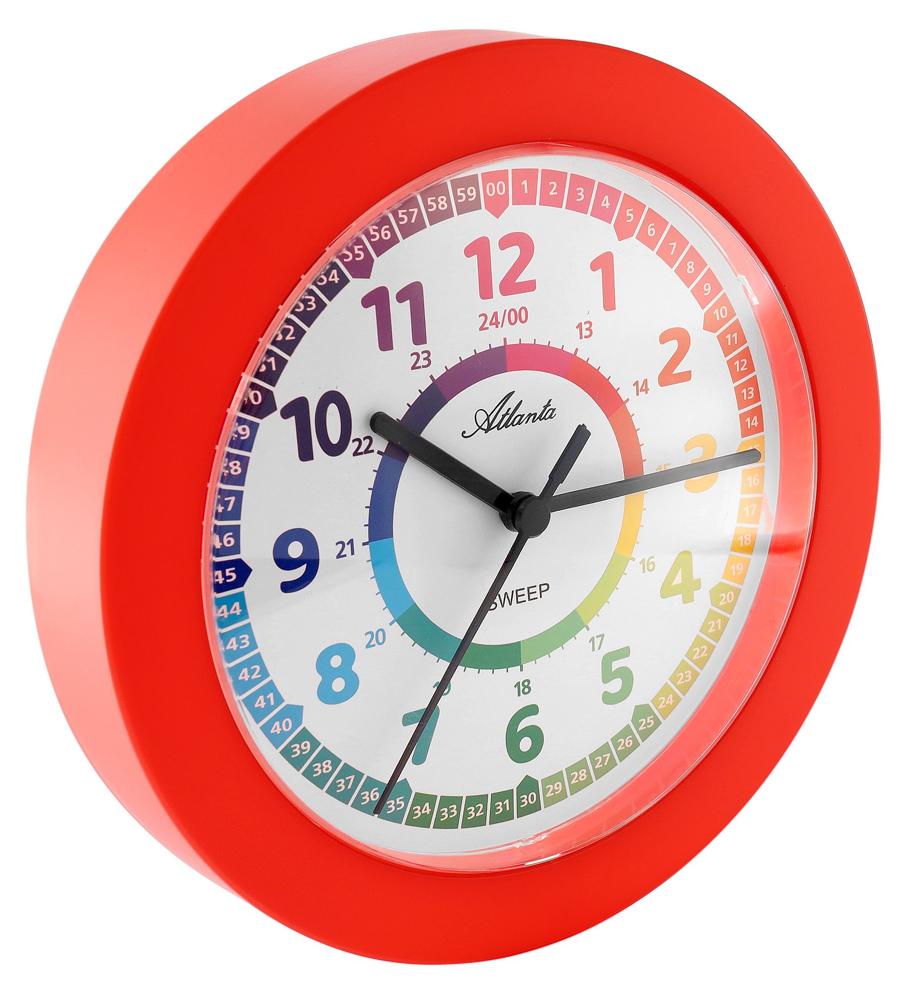Atlanta Wanduhr für Kinder, rot, Ø 22 cm