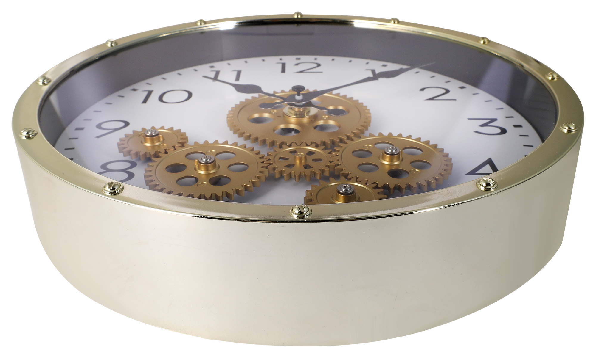 Skelett-Wanduhr im Steampunk- & Industrie-Look Ø 27 cm, goldfarben/ weiß
