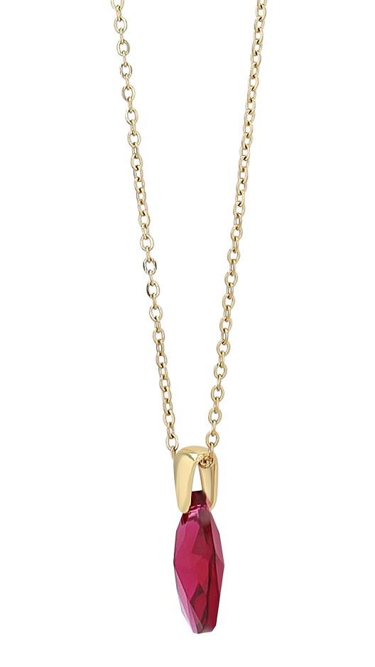 "Sheridan" Akzent Edelstahkette mit Swarowski, Tropfen, 42 + 5 cm, goldfarben/ rot