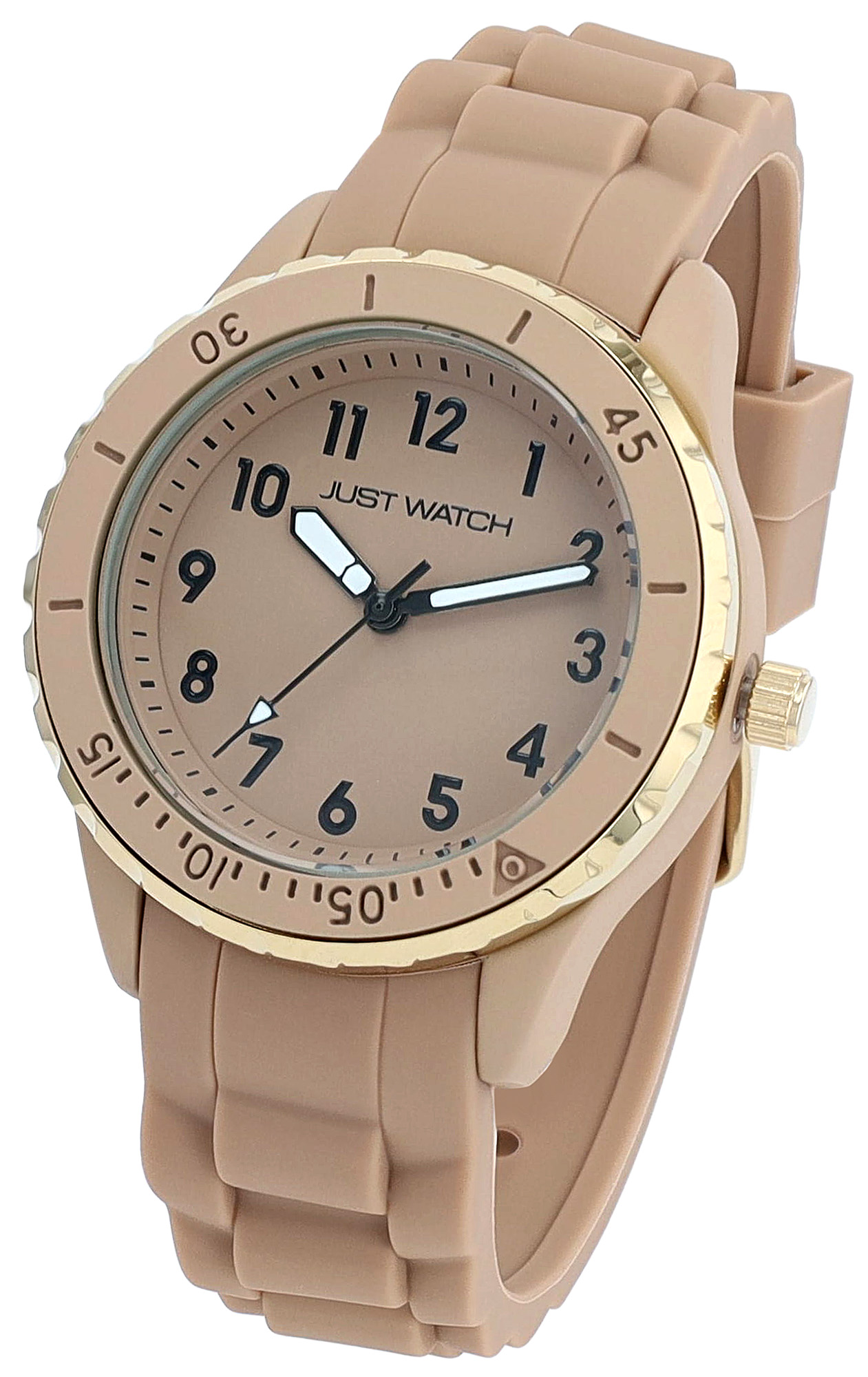 JUST WATCH Damenuhr "Kaia" mit Silikonband, 5ATM, braun/ goldfarben