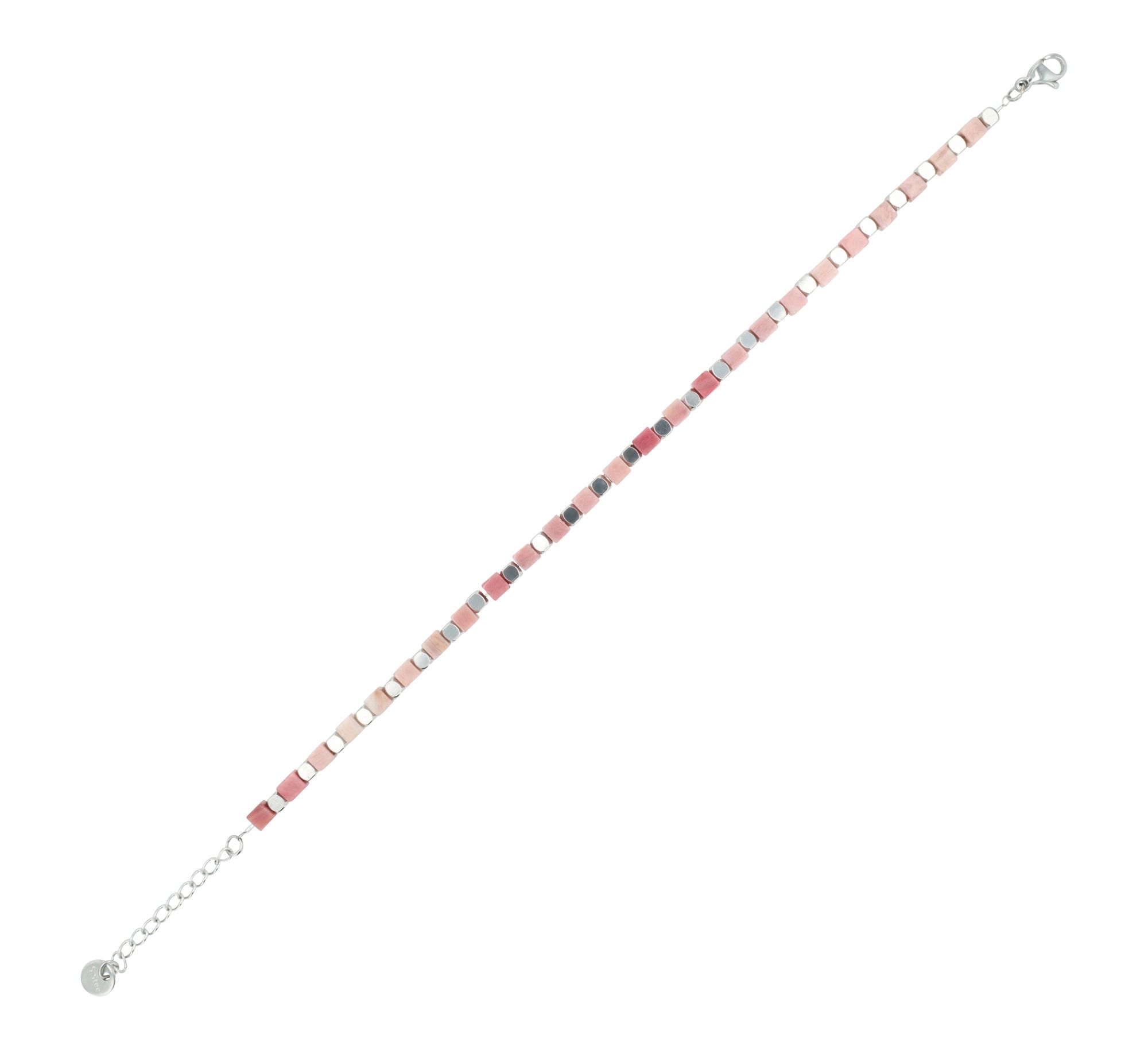 "Trix" Akzent Armband aus Edelstahl &  roter Aventurin, 17 + 3 cm, silberfarben