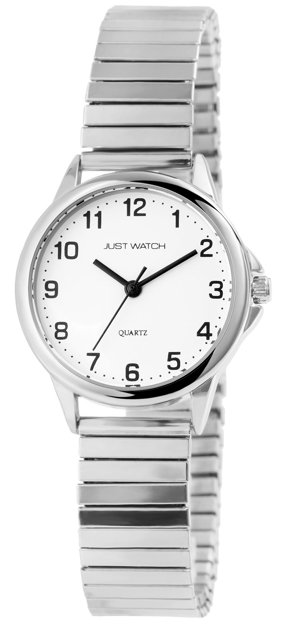 JUST WATCH "Angelique" Damenuhr Ø 29 mm Edelstahlzugband, silberfarben/ weiß