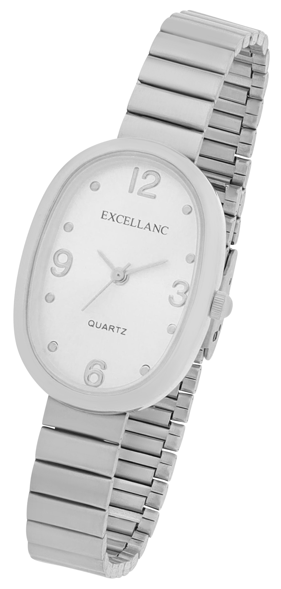 Excellanc Damenuhr - Oval mit Metallband, silberfarben/ silberfarben