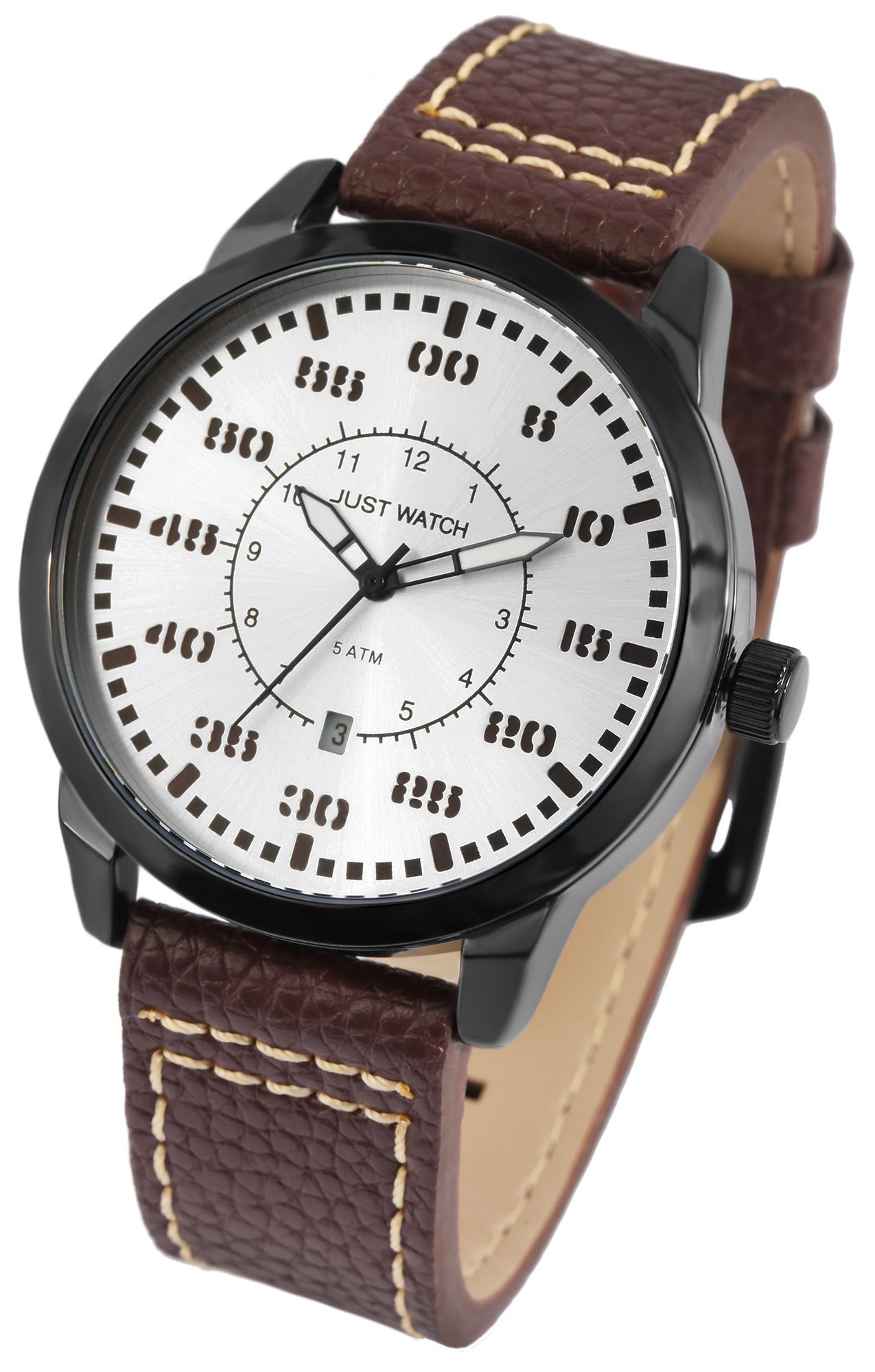 JUST WATCH "Benedict" Herrenuhr mit Echtlederband, Braun