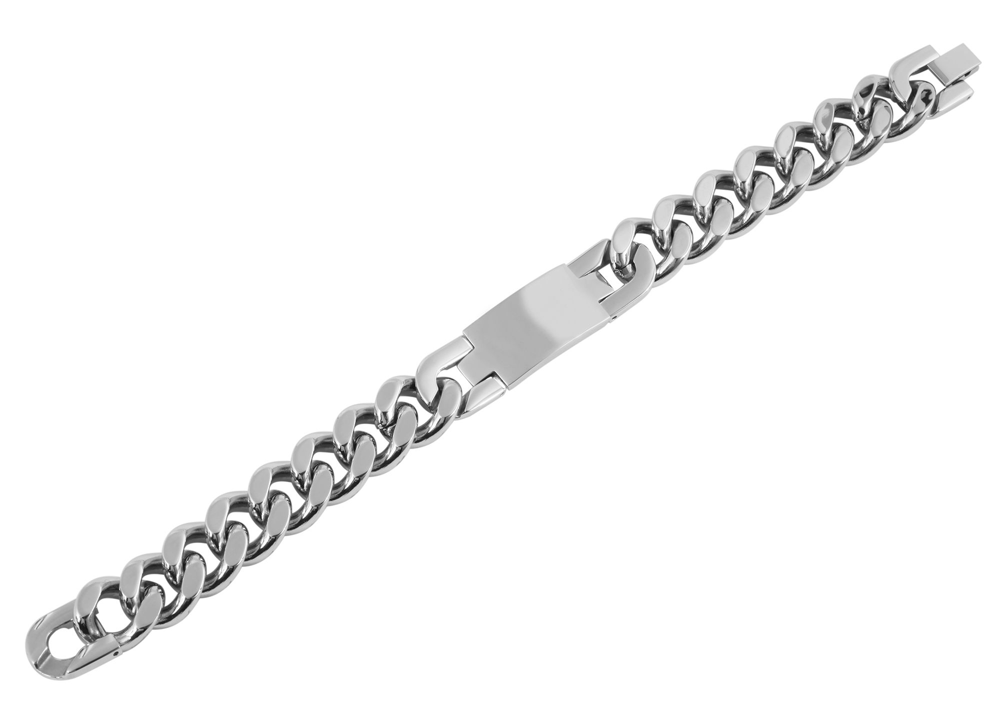 Akzent Panzerarmband mit Gravurplatte, Edelstahl, silberfarben