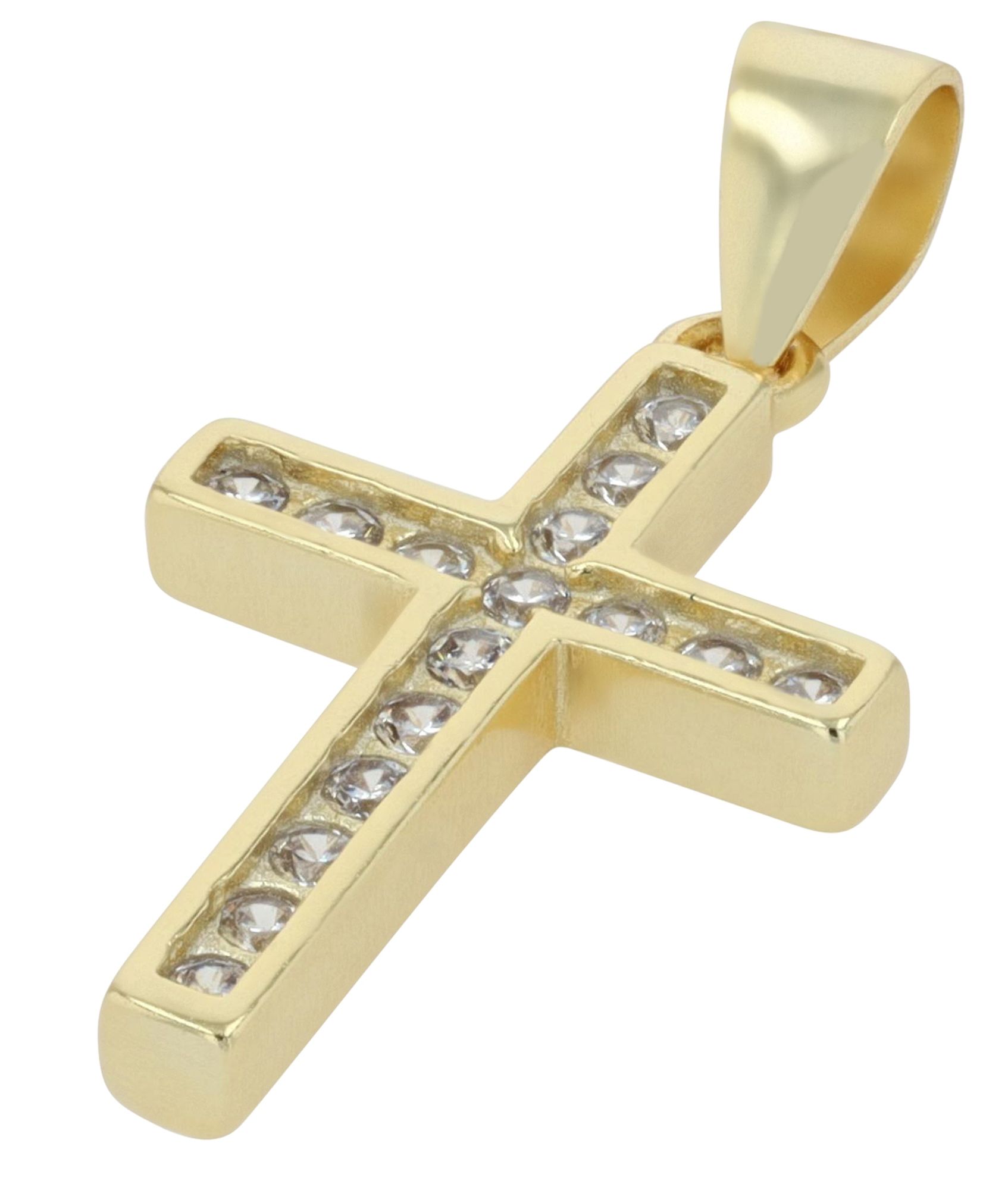 "Mireio" 925/- Echt Silber Anhänger - Kreuz, Zirkonia, rhodiniert