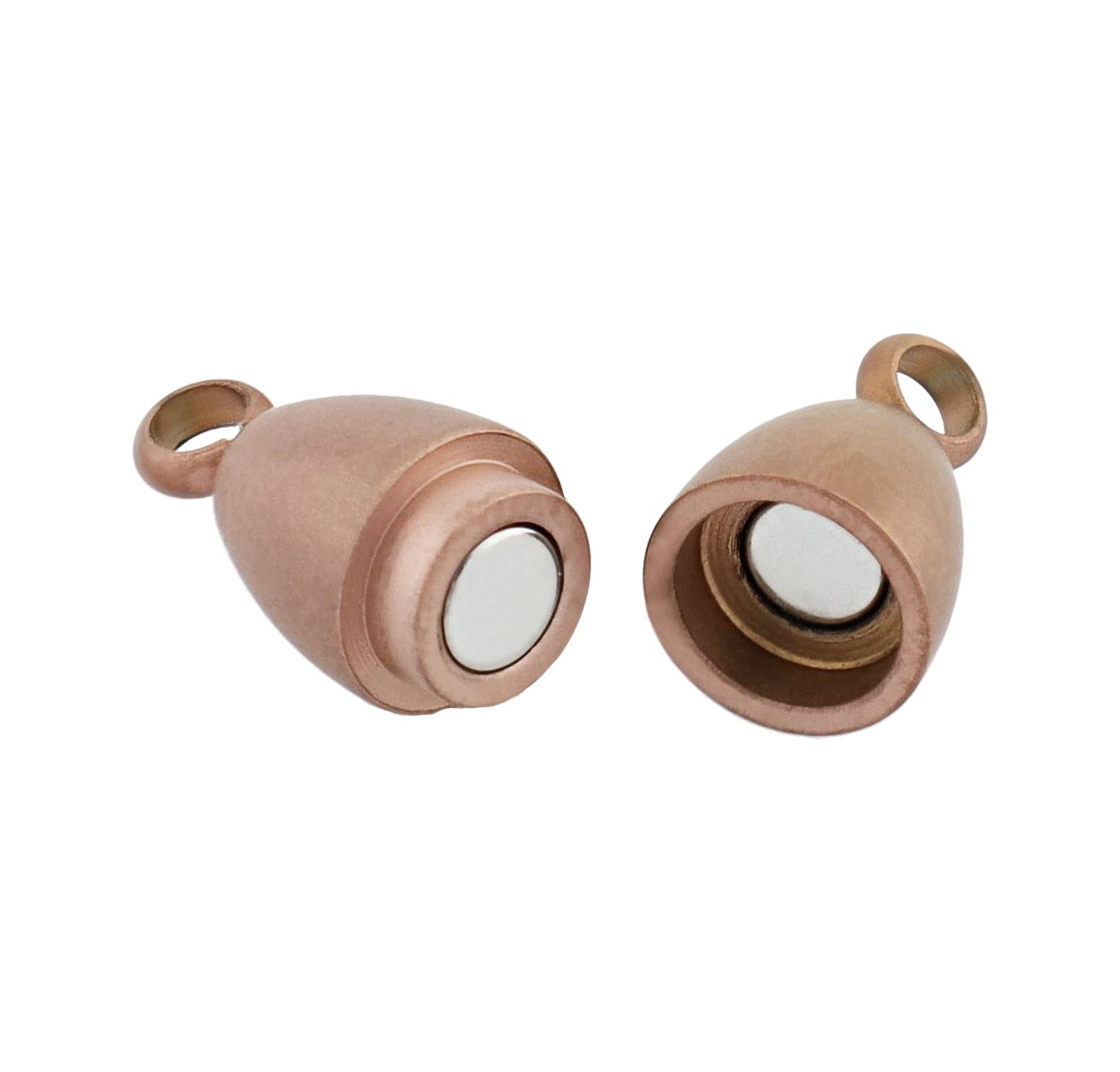 Magnetschließe oval, Edelstahl, ionenplattiert & mattiert, roségoldfarben, Größe 8 mm
