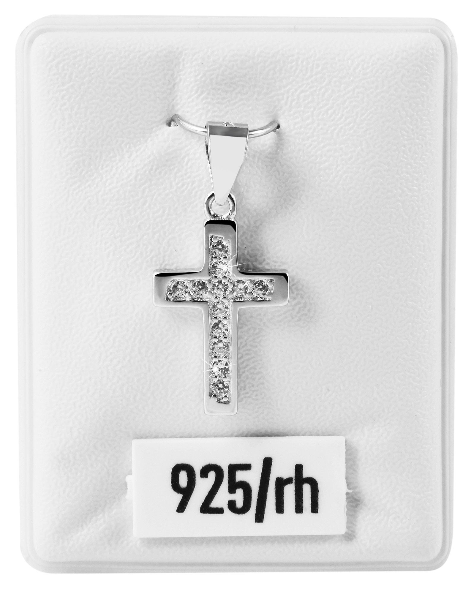 "Ritan" 925/- Echt Silber Anhänger Kreuz mit Zirkoniasteinen, 925/rhodiniert (ohne Kette)