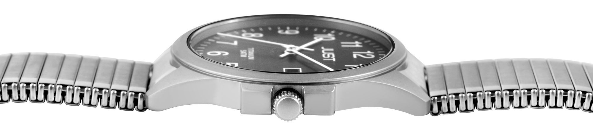 Just Herrenuhr mit Zugarmband, Titan, 5 ATM, schwarzes ZB