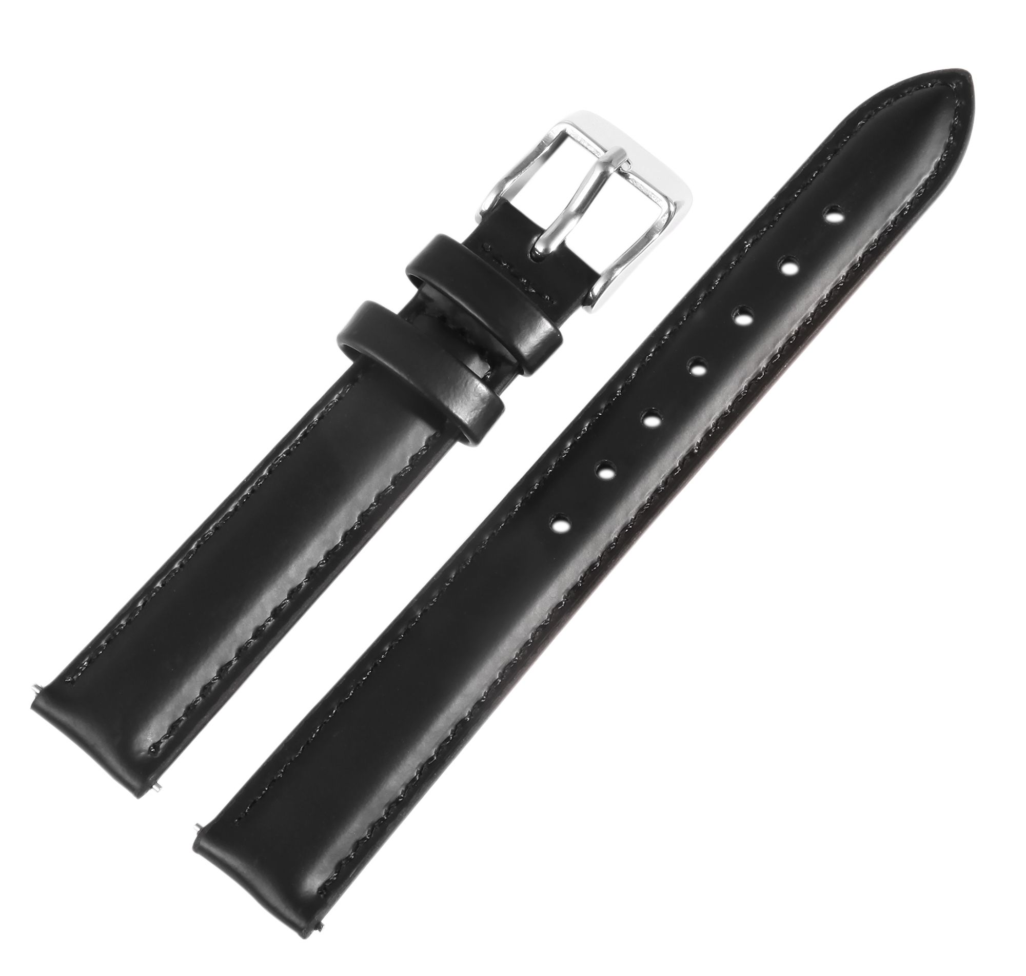 Echtleder Uhrenarmband (Quick-Release), schwarz, 16 mm