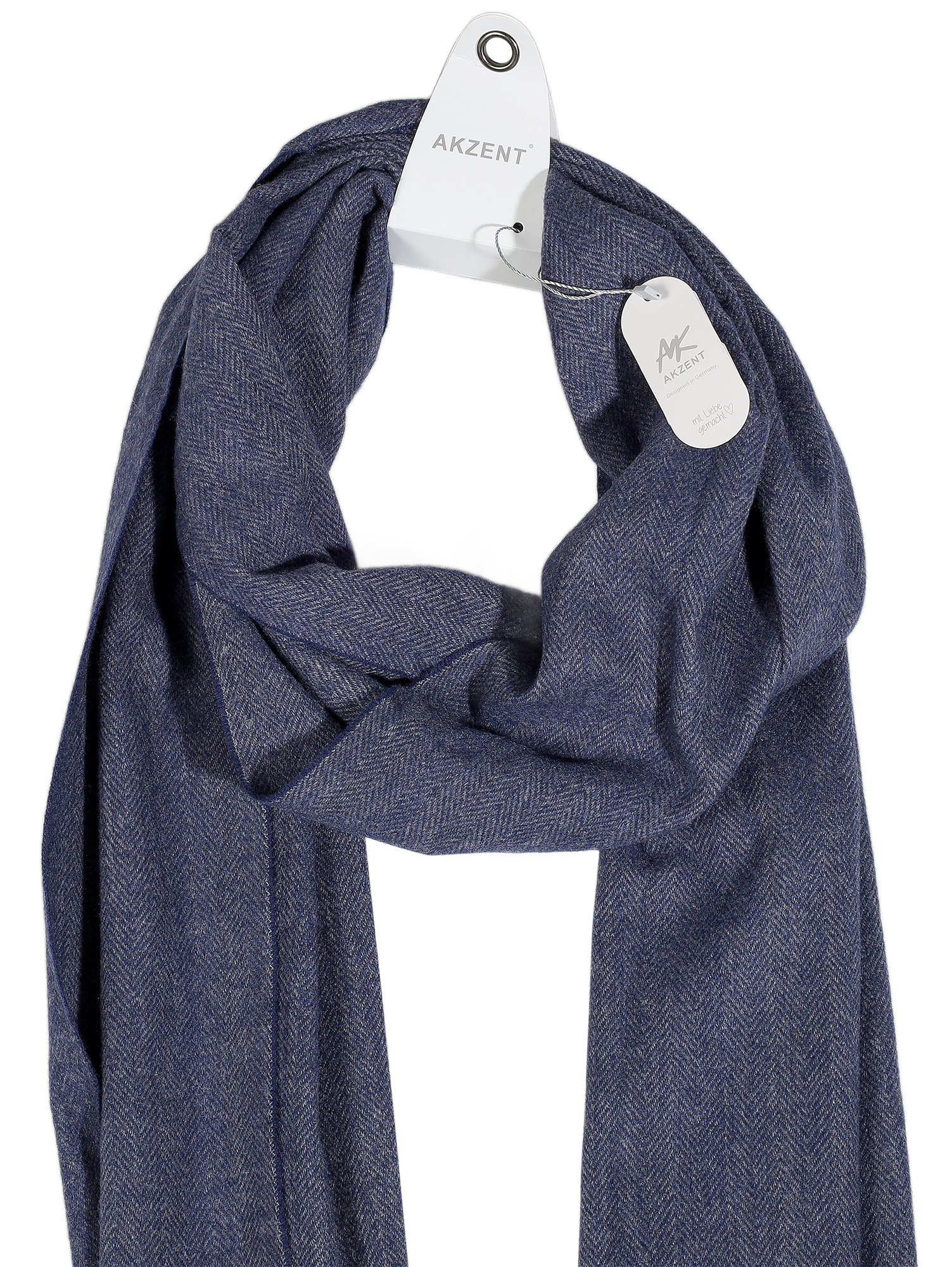 Herren Winterschal, unifarben mit Fischgrätenmuster (blau) 100% Polyester VE 4