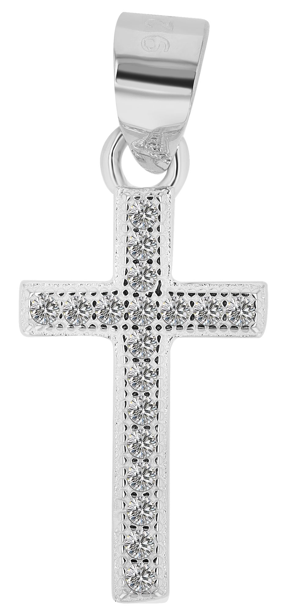 "Allie" 925/- Echt Silber Anhänger - Kreuz, Zirkonia, rhodiniert