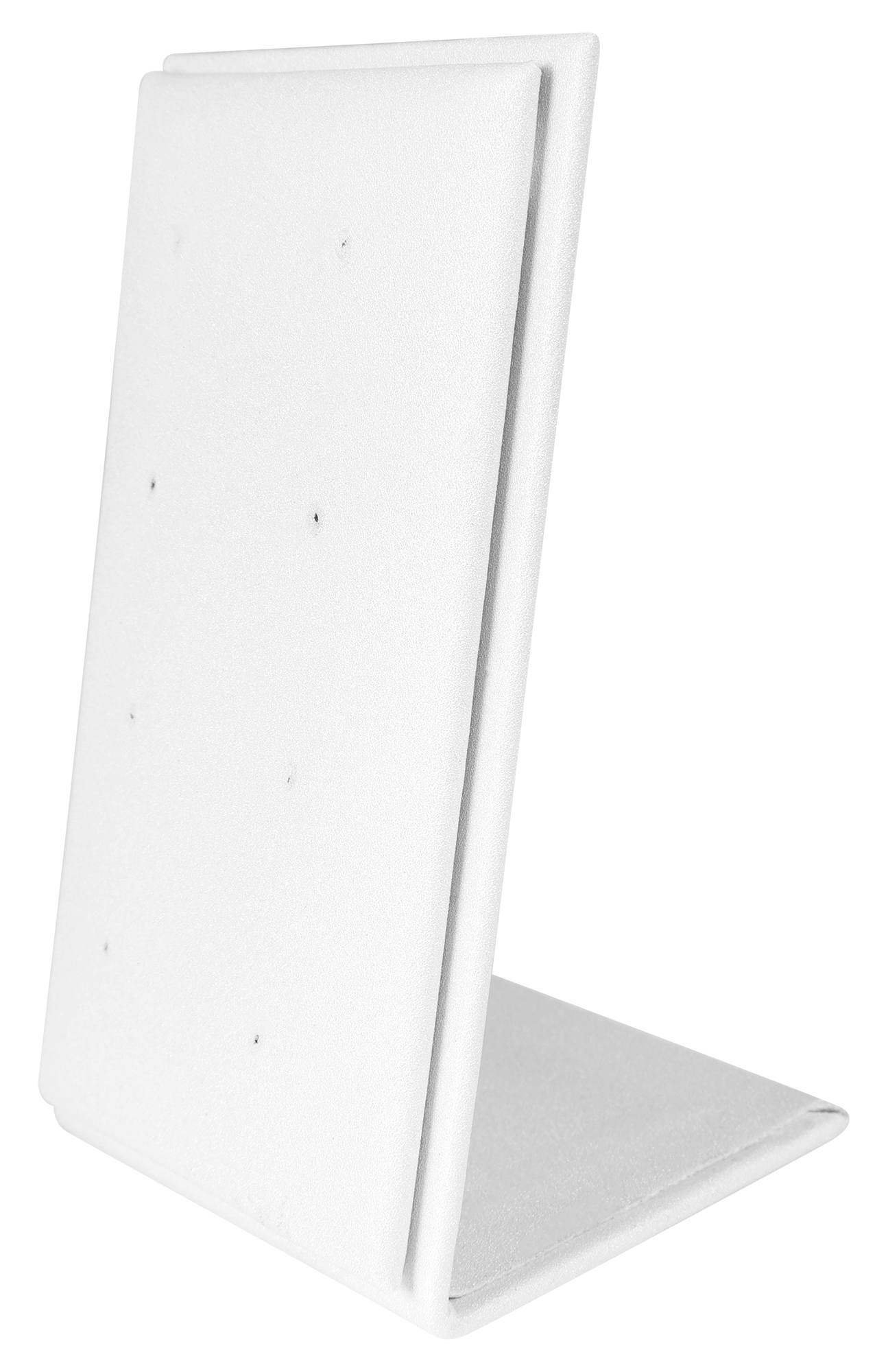 Aufsteller für 4 Paar Ohrstecker (Dekoserie Soft), PU-bezogen, 8,5 cm, weiß