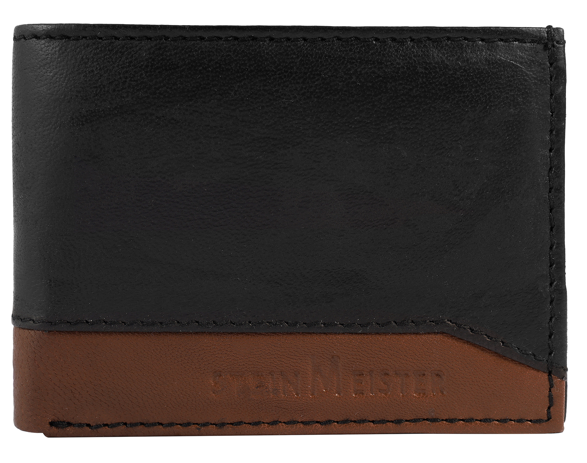 Steinmeister Echt Leder Minigeldbörse, Querformat, schwarz/ braun