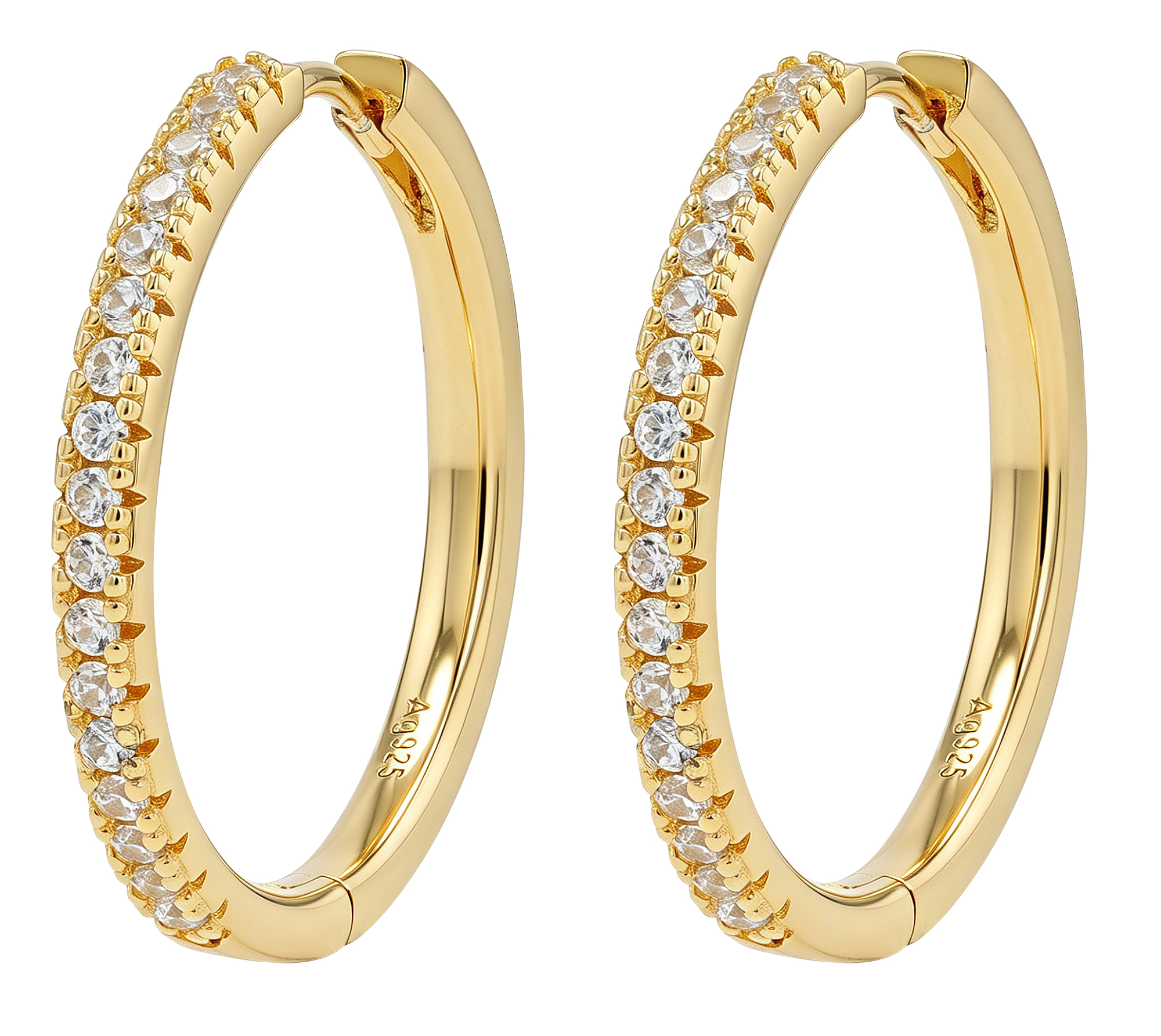 Sif Jakobs Jewellery 925/- Echt Silber Creolen "Ellera X-Grande" Ø 20 mm, weiße Zirkonia, vgold.