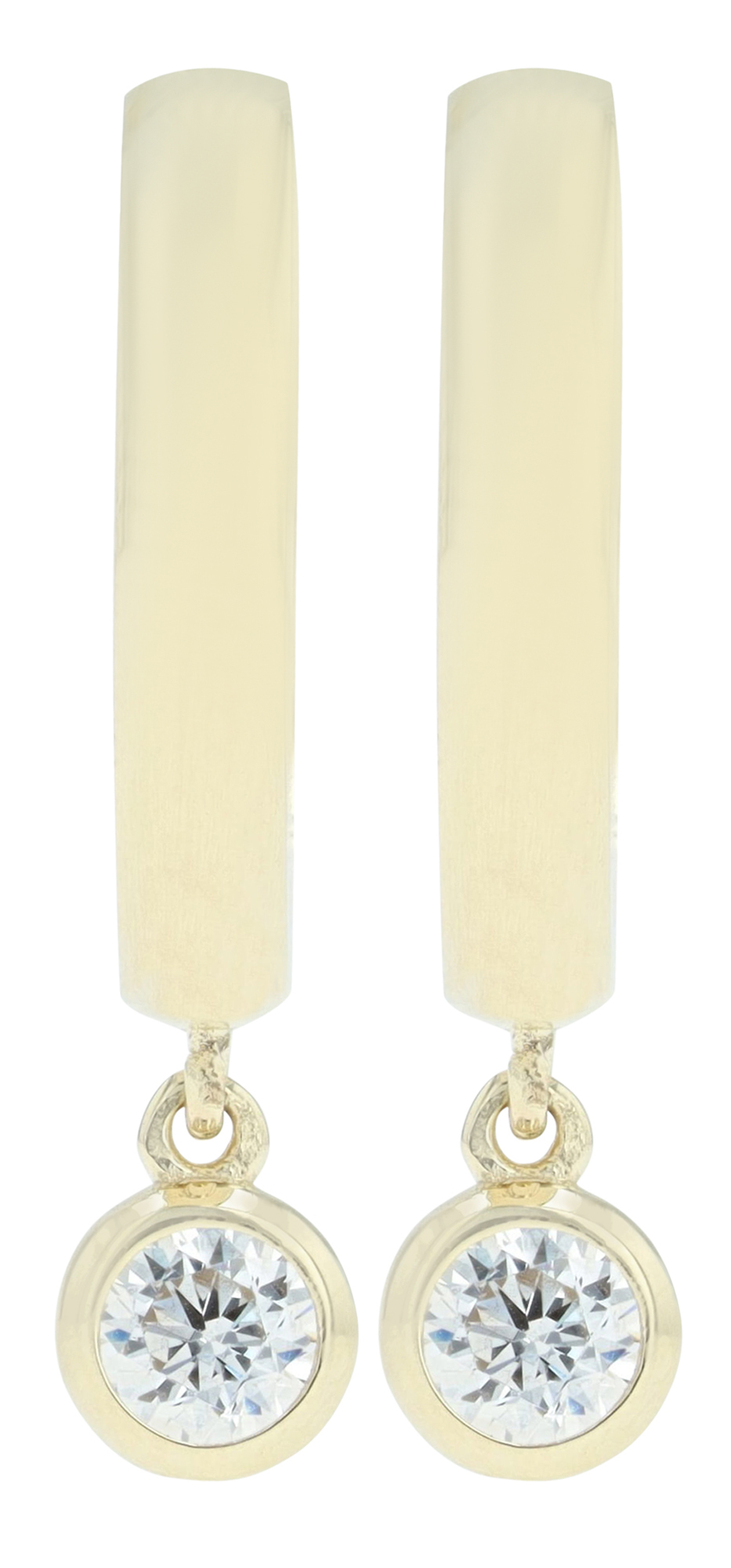 333/- Echt Gold Creolen mit Anhänger "Esma" Ø 12 mm, Zirkonia 8 Karat, Gelbgold