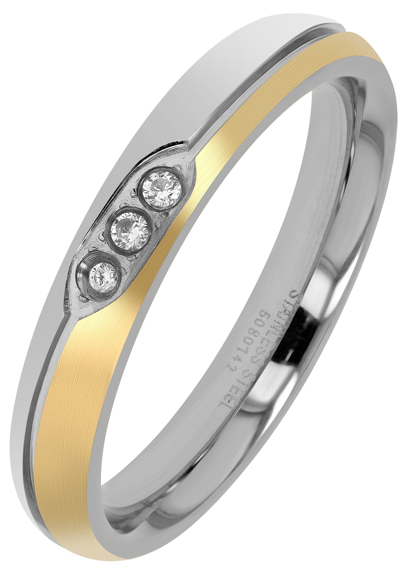 "Tempting Sweet" Edelstahl Damen-Partnerring, bicolor, Gr. 52