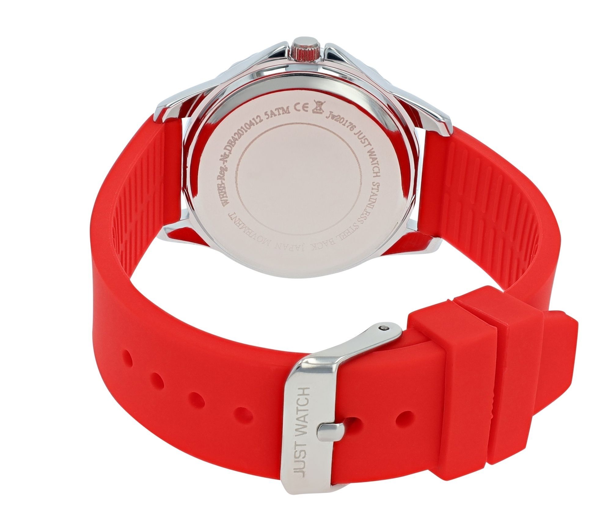 Just Watch Kinderuhr "Livia" mit Silikonarmband, 5 ATM, rot/silberfarben