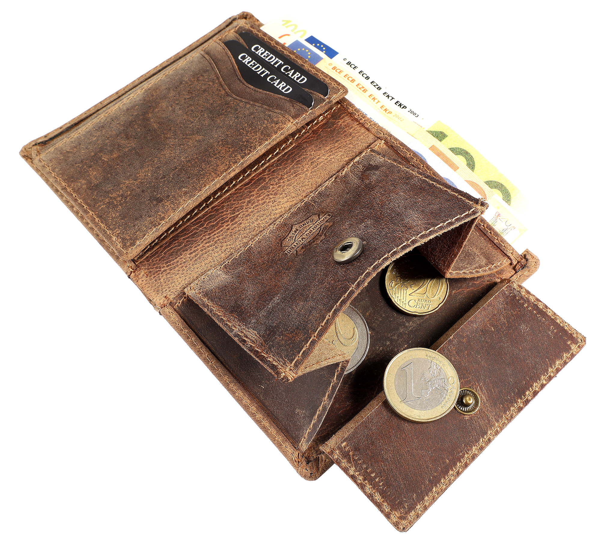 Leonardo Verrelli, Herren Echtleder Geldbörse, Hochformat, vintage, RFID