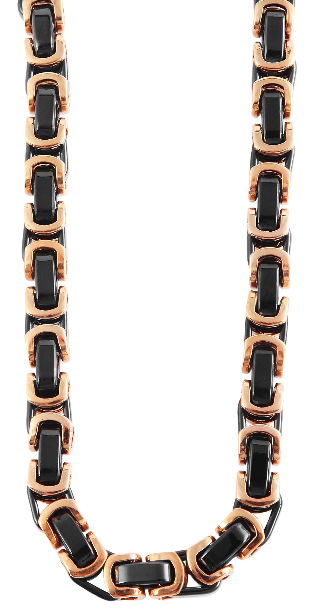 Akzent Edelstahlhalskette, schwarz/roségoldfarben, Stärke 8 mm, Länge 60 cm
