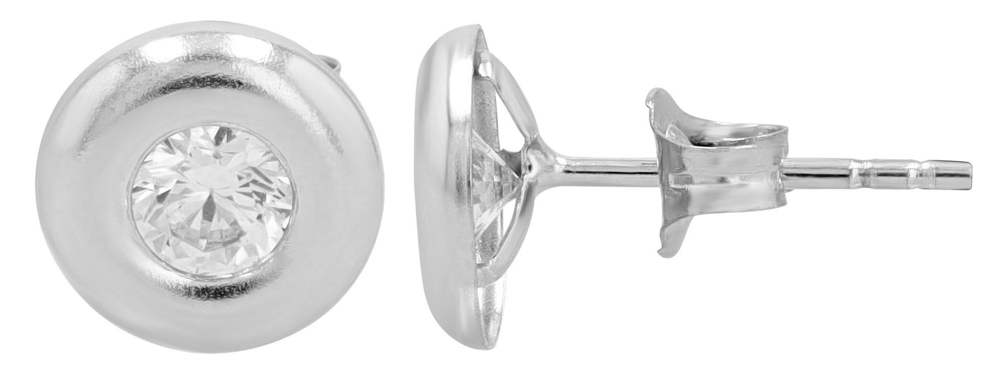 333/- Echt Gold "Zari" Ohrstecker Ø 7 mm, Zirkoniam Weißgold, 8 Karat