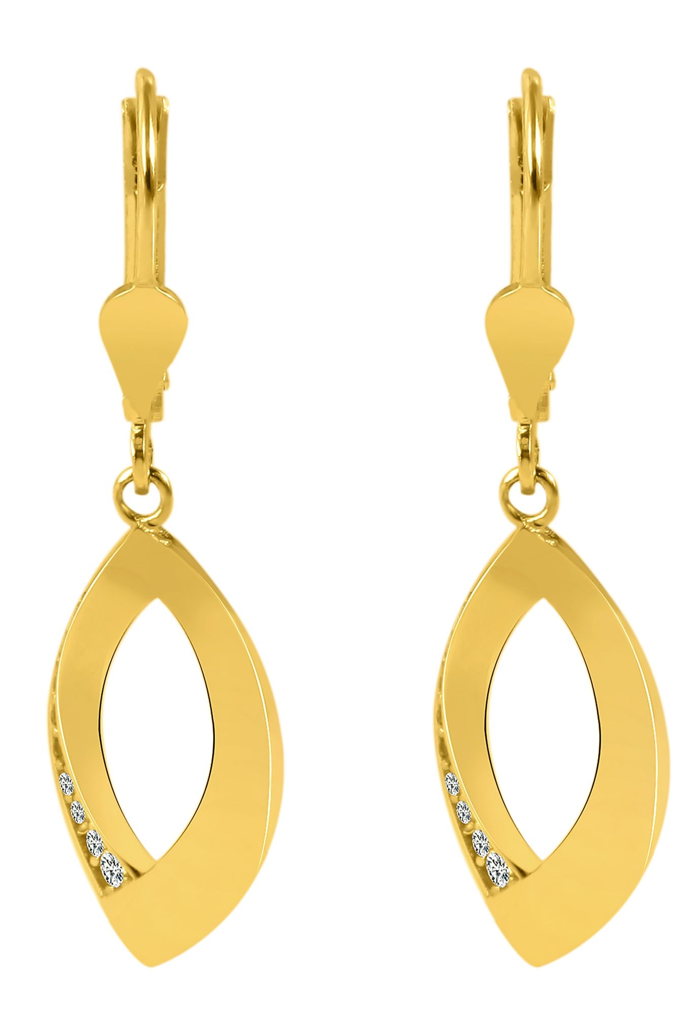 375/- Gold "Nelia" Ohrhänger mit Zirkoniabesatz, 9 Karat, Gelbgold