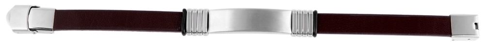 "Blazej" Armband aus Echtleder, Gravurplatte, Edelstahl, Dunkelbraun