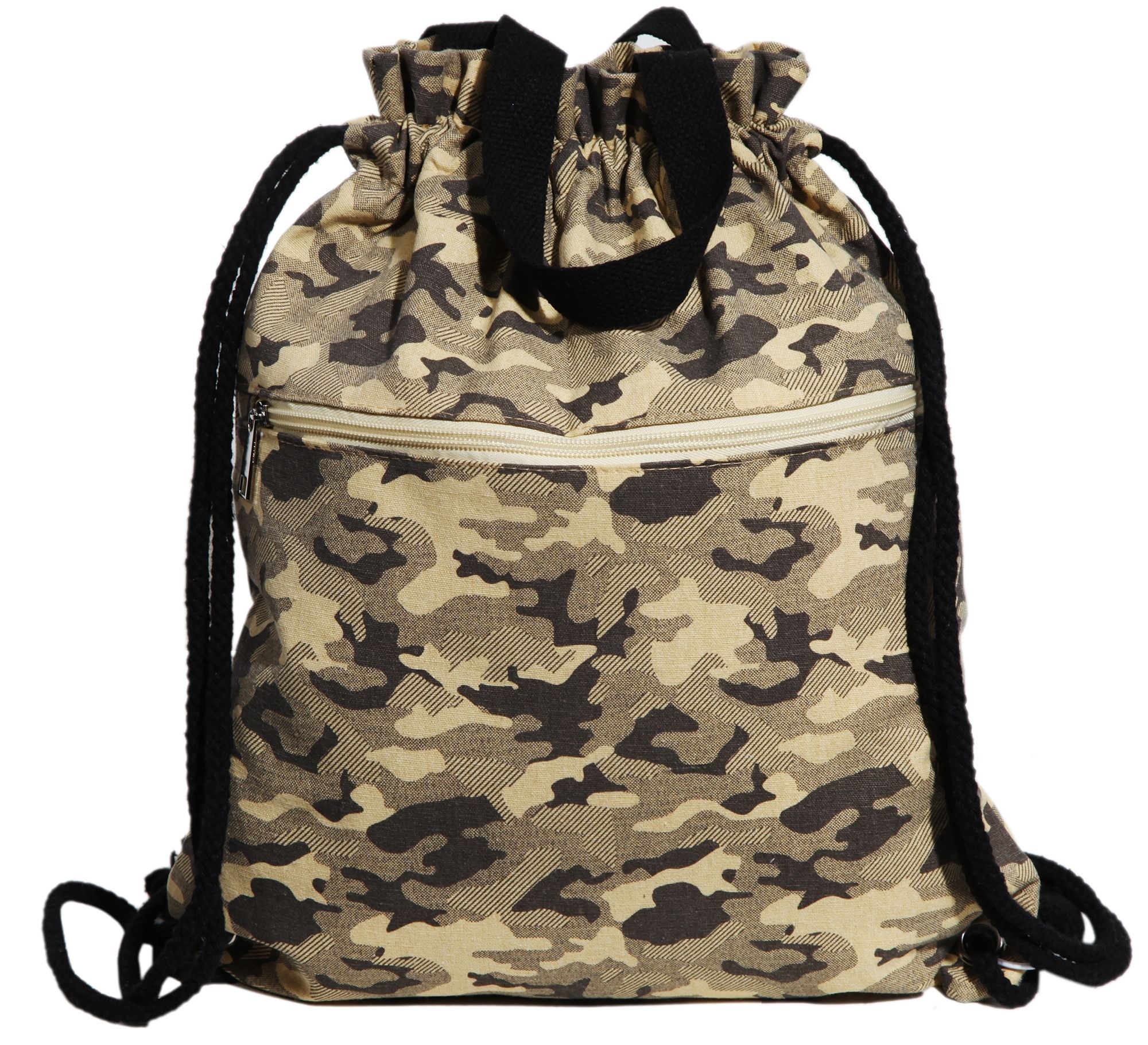 Camouflage Trend Turnbeutel aus Textil in Braun