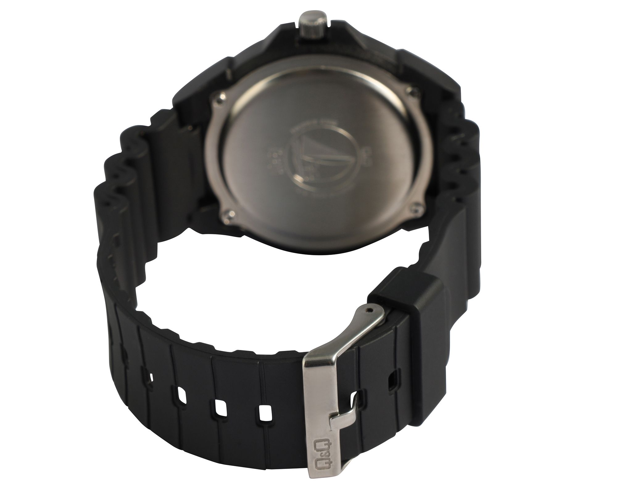 Q&Q Herrenuhr, Resinband, Ø 43 mm, schwarz/ dunkelblau
