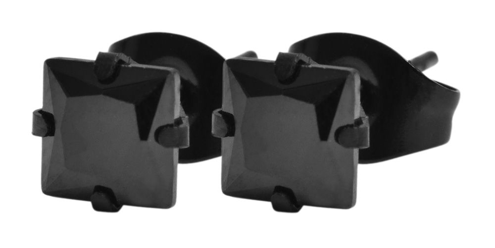 "Polia" Edelstahl Ohrstecker Ø 5 mm, schwarzer Zirkon