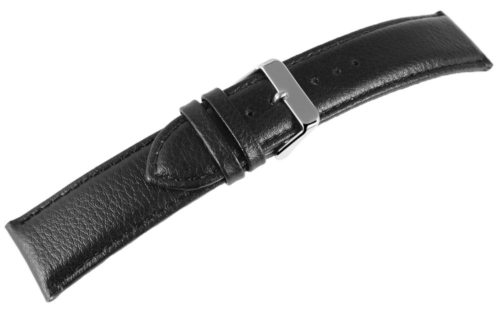 Echtleder-Uhrenarmband, schwarz, 22 mm