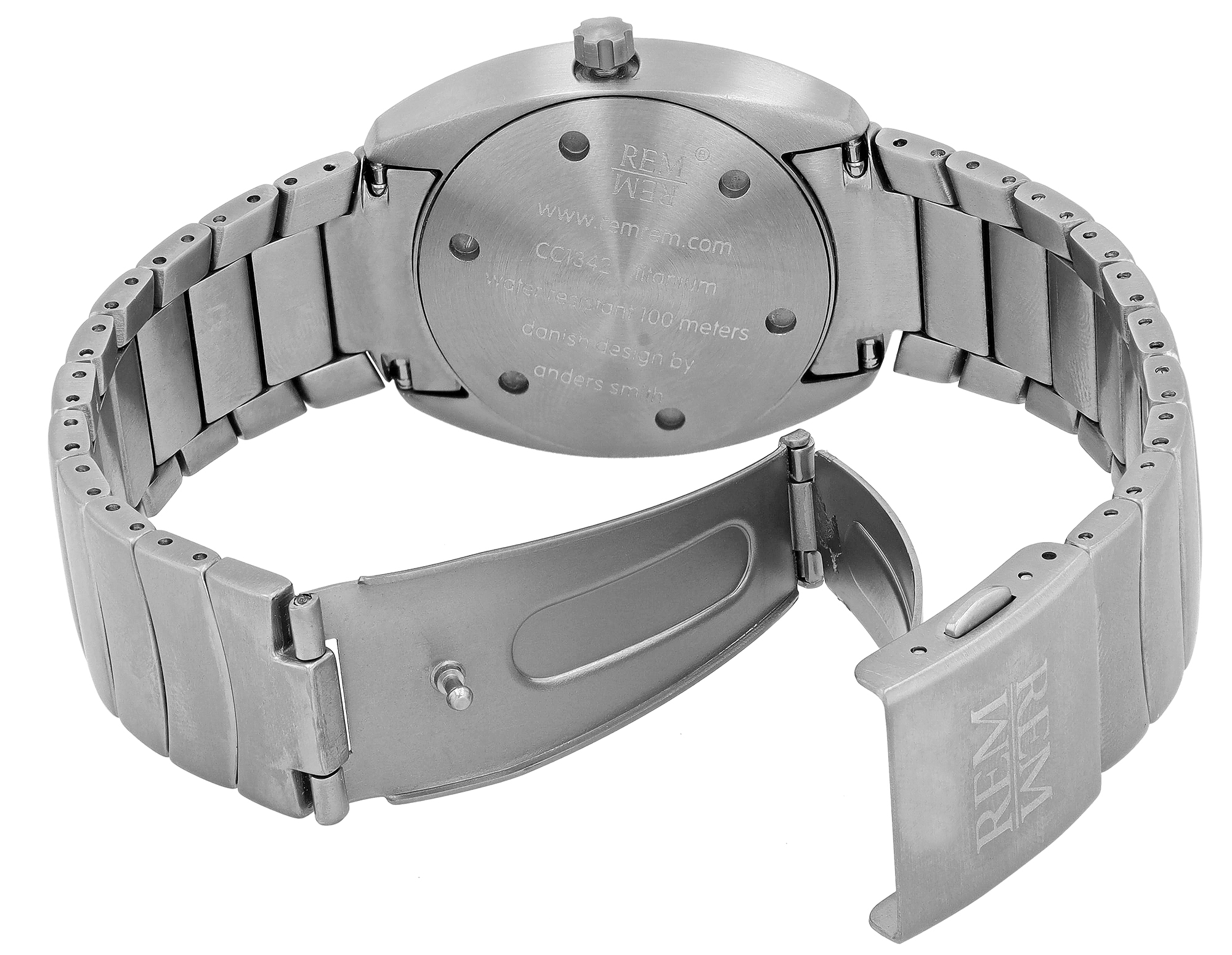 REMREM "SAINT TITANIUM" Damenuhr Ø 34 mm, Titan, silberfarben/ blau