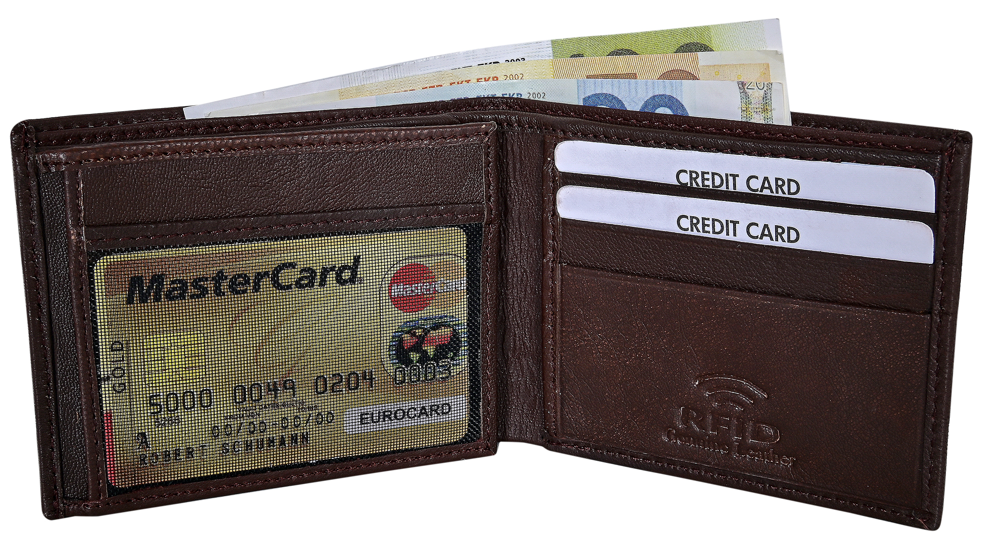 Steinmeister Echtleder Geldschein- und Kartenetui, RFID, Querformat, dunkelbraun