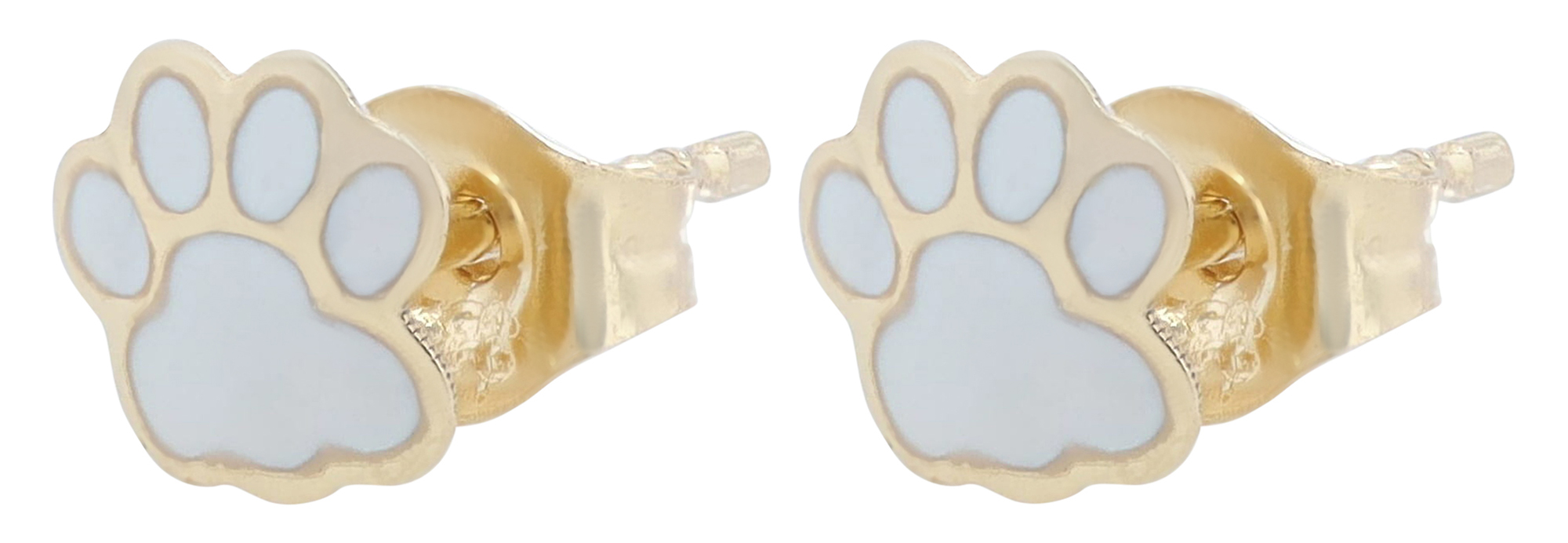 "Pfotenzauber - Sammy" 333/- Echt Gold Kinder Ohrstecker - Hundepfote, Gelbgold/ Emaille, 8 Karat