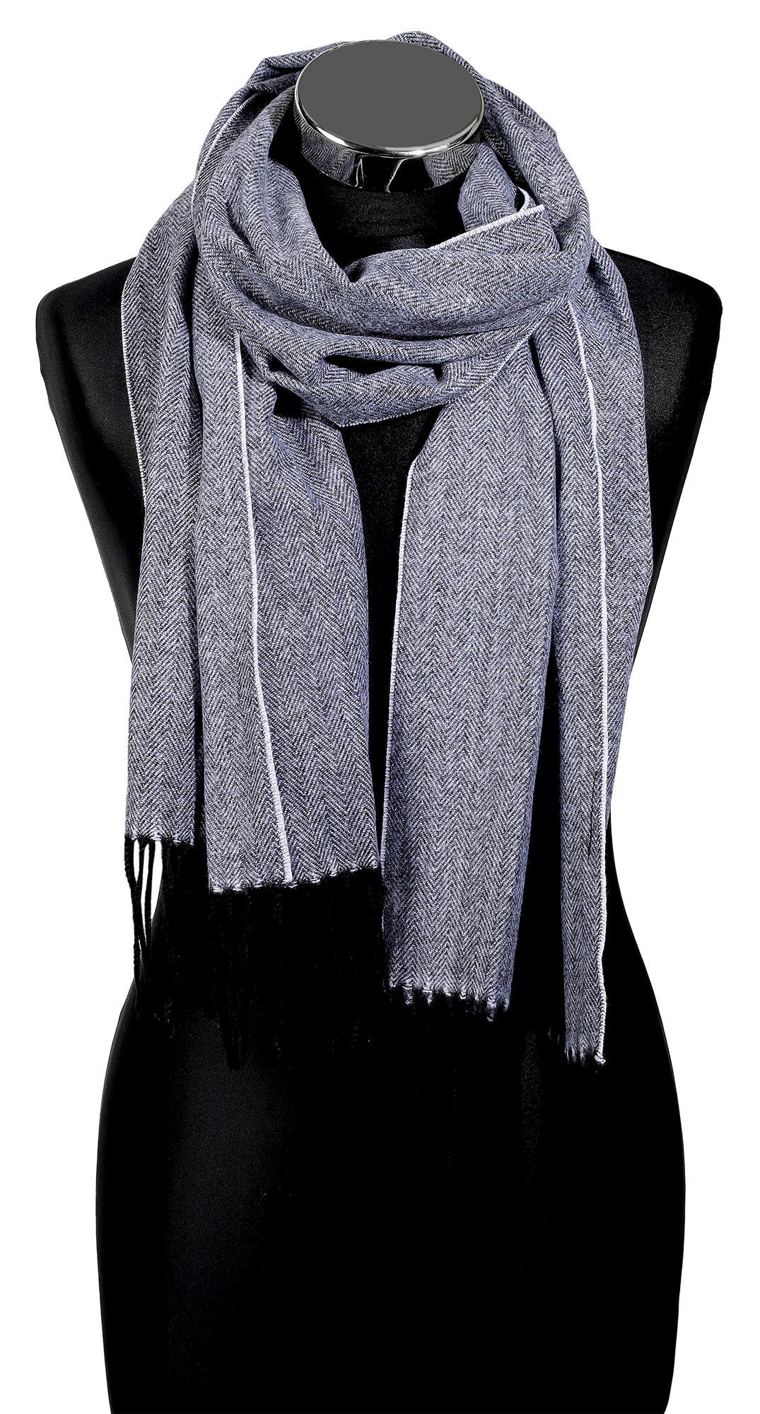 Herren Winterschal, unifarben mit Fischgrätenmuster (grau) 100% Polyester VE 4