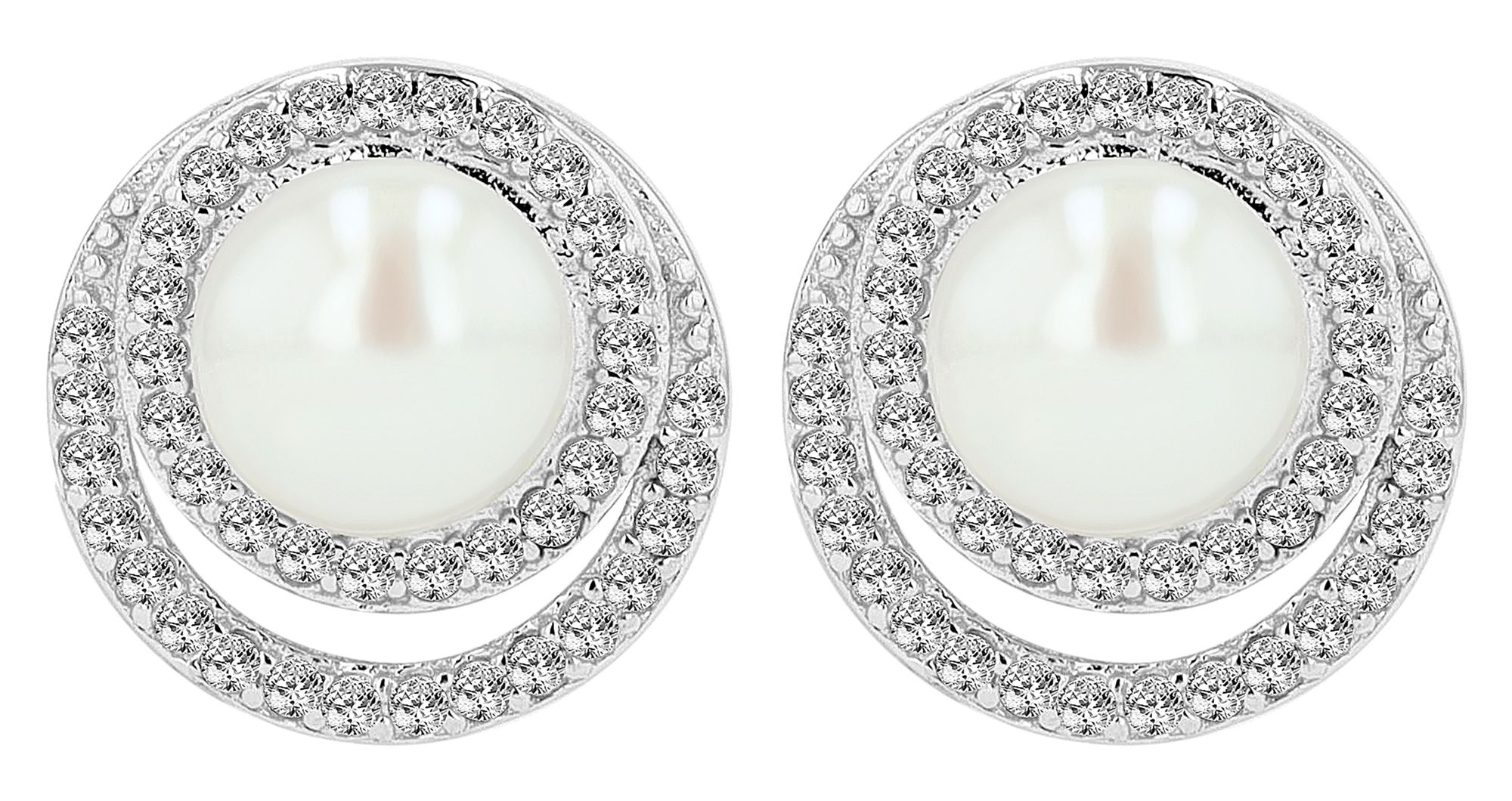 "Lucienne" 925/- Echt Silber Ohrstecker mit Perle und Zirkonia
