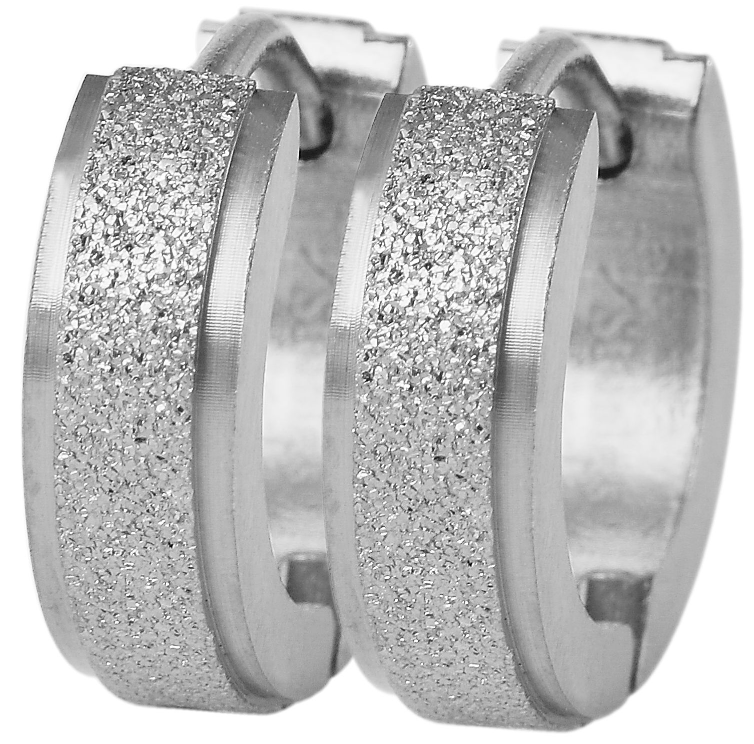 "Aloni" Edelstahl Klapp-Creolen Ø 9 mm/ 4 mm, sandgestrahlt, silberfarben
