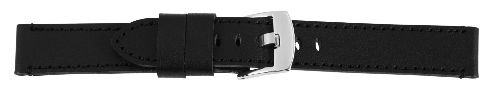 Echtleder-Uhrenarmband, schwarz, 24 mm
