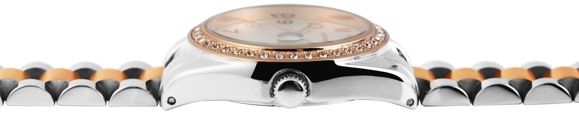 Just Watch Damenuhr "Emmi", Edelstahlband, Ø 33 mm, bicolor (silber- und roségoldfarben)/ silberfarben