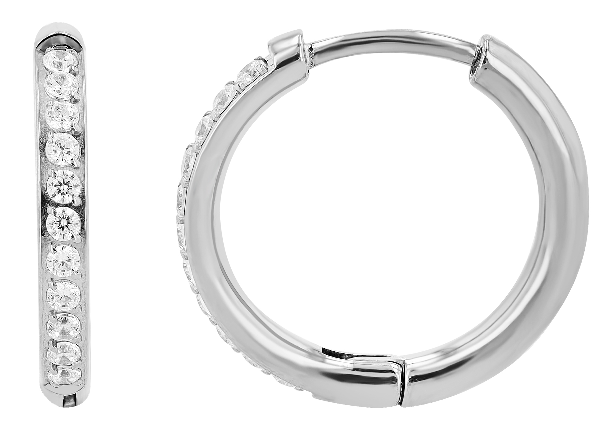 "Una", Titan Mini Creolen/ Huggies, Similibesatz, Ø 12 mm/ Stärke 2 mm