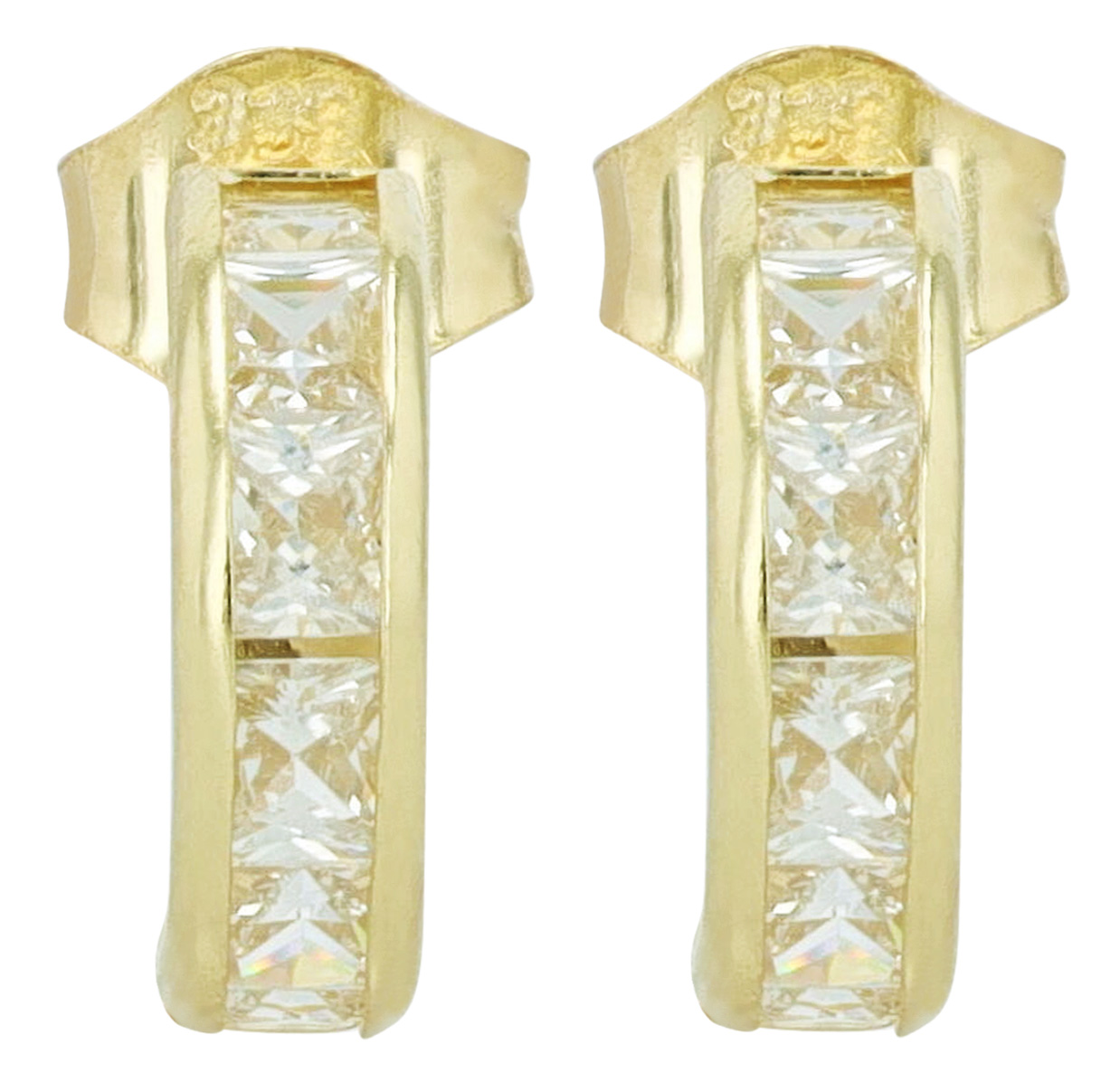 333/- Echt Gold "Eira" Halbcreole Ø 6 mm, Zirkonia, Gelbgold, 8 Karat